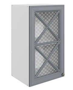 Шкаф навесной Мишель L400 H720 (1 дв. крест.) эмаль (белый/серый) в Нижнем Новгороде - предосмотр