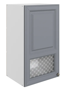 Кухонный шкаф Мишель L400 H720 (1 дв. окош.) эмаль (белый/серый) в Нижнем Новгороде - предосмотр