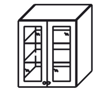 Шкаф кухонный Верона настенный двухдверный с полкой со вставкой из стекла 918*600*320 мм, глянец/софт в Нижнем Новгороде - изображение