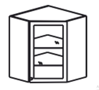 Шкаф кухонный Верона настенный угловой 918*600*600*320 мм со вставкой из стекла, глянец/софт в Нижнем Новгороде