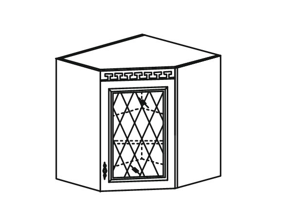 Шкаф на кухню Веста настенный угловой со вставкой из стекла 718*600*600 мм в Нижнем Новгороде - изображение