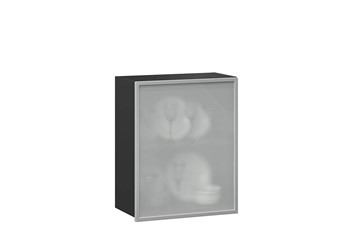 Кухонный шкаф 600, Шервуд, со стеклом правый ЛД 281.352.000.028, серый/черный в Нижнем Новгороде - предосмотр