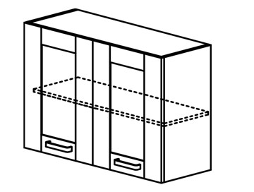 Кухонный шкаф Квадро настенный двухдверный с полкой со вставкой из стекла 718*600*320мм в Нижнем Новгороде - предосмотр