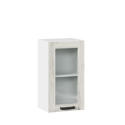 Кухонный шкаф 400 со стеклом Винченца ЛД 234.320.000.028, Белый/Дуб Крафт белый в Нижнем Новгороде - изображение