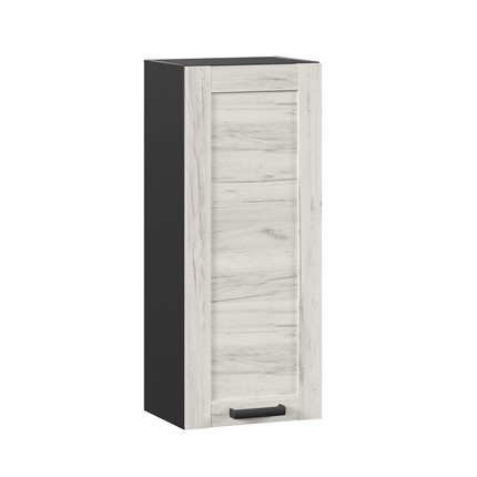 Навесной кухонный шкаф 400 высокий Винченца ЛД 234.420.000.082, Чёрный/Дуб Крафт белый в Нижнем Новгороде - изображение