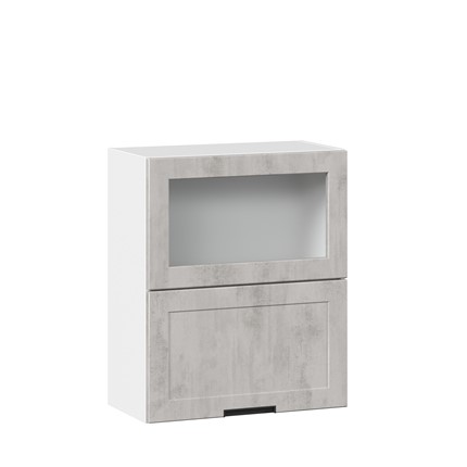 Кухонный навесной шкаф 600 горизонтальный с 2 складными дверями Джамис ЛД 296.970.000.041, Белый/Белый камень в Нижнем Новгороде - изображение