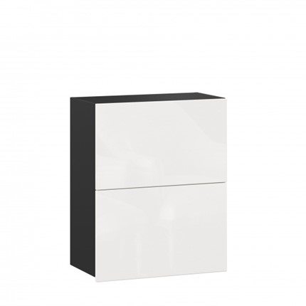 Навесной кухонный шкаф 600 горизонтальный Шервуд, ЛД 281.970.000.085, черный/белый глянец в Нижнем Новгороде - изображение
