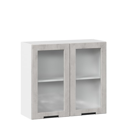 Кухонный шкаф 800 со стеклом Джамис ЛД 296.360.000.023, Белый/Белый камень в Нижнем Новгороде - изображение