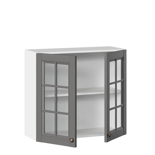 Навесной шкаф Амели-3 800 со стеклом ЛД 299.360.000.034, Белый/Оникс серый в Нижнем Новгороде - изображение 1