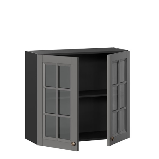 Навесной кухонный шкаф Амели-3 800 со стеклом ЛД 299.360.000.036, Черный/Оникс серый в Нижнем Новгороде - изображение 1
