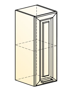 Кухонный навесной шкаф Атланта L300 Н720 (1 дв. гл.) эмаль (белый/белый глянец патина золото) в Нижнем Новгороде - предосмотр 1
