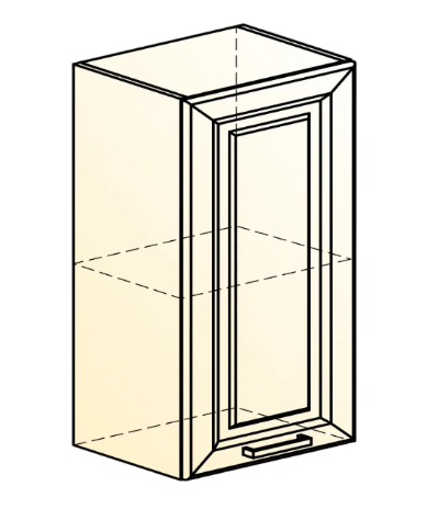 Шкаф на кухню Атланта L400 Н720 (1 дв. гл.) эмаль (белый/белый глянец патина золото) в Нижнем Новгороде - изображение 1