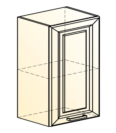 Шкаф навесной Атланта L500 Н720 (1 дв. гл.) эмаль (белый/белый глянец патина золото) в Нижнем Новгороде - изображение 1