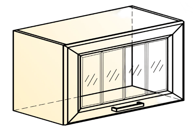 Навесной кухонный шкаф Атланта L600 Н360 (1 дв. рам.) эмаль (белый/белый глянец патина золото) в Нижнем Новгороде - изображение 1