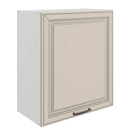 Шкаф кухонный Атланта L600 Н720 (1 дв. гл.) эмаль (белый/сливки патина платина) в Нижнем Новгороде - изображение