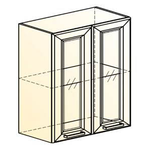 Кухонный навесной шкаф Атланта L600 Н720 (2 дв. рам.) эмаль (белый/белый глянец патина золото) в Нижнем Новгороде - предосмотр 1