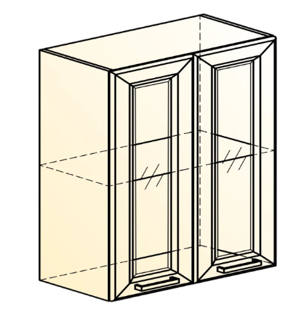 Кухонный навесной шкаф Атланта L600 Н720 (2 дв. рам.) эмаль (белый/белый глянец патина золото) в Нижнем Новгороде - изображение 1