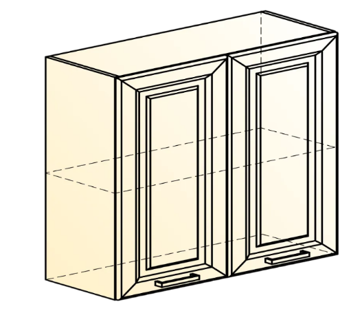 Кухонный шкаф Атланта L800 Н720 (2 дв. гл.) эмаль (белый/белый глянец патина золото) в Нижнем Новгороде - изображение 1