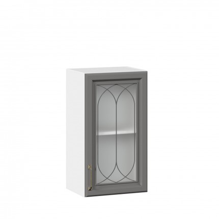 Кухонный шкаф Джелатто 400 со стеклом ЛД 241.320.000.102, Белый/Оникс серый в Нижнем Новгороде - изображение