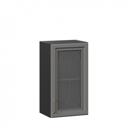 Шкаф кухонный Джелатто 400 со стеклом ЛД 241.320.000.144, Черный/Оникс серый в Нижнем Новгороде - изображение