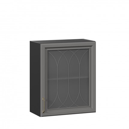 Шкаф кухонный Джелатто 600 со стеклом ЛД 241.350.000.147, Черный/Оникс серый в Нижнем Новгороде - изображение