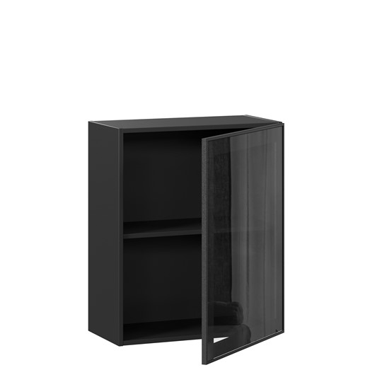 Кухонный шкаф со стеклом 600 Индиго ЛД 298.350.000.063, Чёрный/Чёрный в Нижнем Новгороде - изображение 1