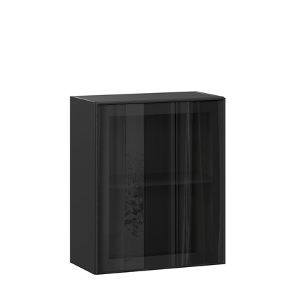 Кухонный шкаф со стеклом 600 Индиго ЛД 298.350.000.063, Чёрный/Чёрный в Нижнем Новгороде - изображение