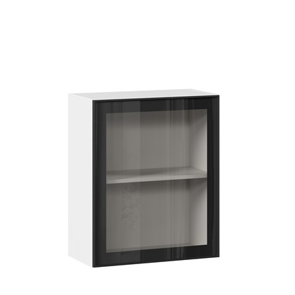 Настенный шкаф со стеклом 600 Индиго ЛД 298.350.000.105, Белый/Чёрный в Нижнем Новгороде - изображение