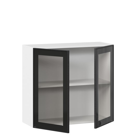 Шкаф на кухню со стеклом 800 Индиго ЛД 298.360.000.023, Белый/Чёрный в Нижнем Новгороде - изображение 1