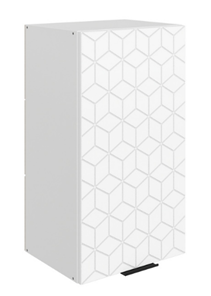 Шкаф настенный Стоун L400 Н720 (1 дв. гл.) с фрезировкой (белый/джелато софттач) в Нижнем Новгороде - предосмотр
