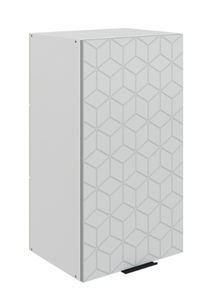Шкаф навесной Стоун L400 Н720 (1 дв. гл.) с фрезировкой (белый/лайт грей софттач) в Нижнем Новгороде