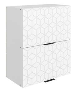 Кухонный навесной шкаф Стоун L600 Н720 (2 дв. гл. гориз.) с фрезировкой (белый/джелато софттач) в Нижнем Новгороде