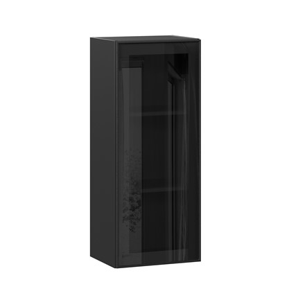 Кухонный шкаф высокий со стеклом 400 Индиго ЛД 298.420.000.068, Чёрный/Чёрный в Нижнем Новгороде - изображение