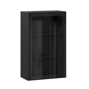 Шкаф на кухню высокий со стеклом 600 Индиго ЛД 298.450.000.170, Чёрный/Чёрный в Нижнем Новгороде - предосмотр