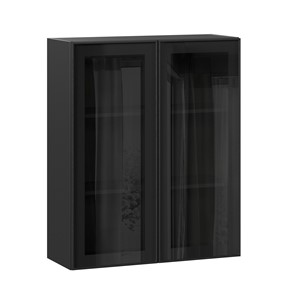 Настенный шкаф высокий со стеклом 800 Индиго ЛД 298.460.000.156, Чёрный/Чёрный в Нижнем Новгороде