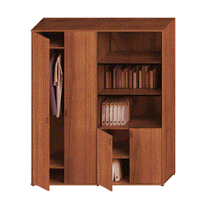 Шкаф офисный комбинированный Престиж, одежда/стекло, темный орех, 175x46x203, Исп.60 в Нижнем Новгороде