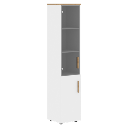 Шкаф колонна высокий с глухой дверью FORTA Белый-Дуб Гамильтон  FHC 40.2 (L/R) (399х404х1965) в Нижнем Новгороде - изображение