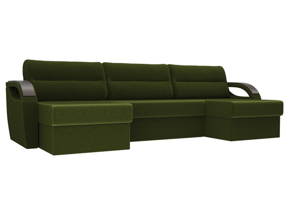 Большой П-образный диван Форсайт, Зеленый (микровельвет) в Нижнем Новгороде - изображение
