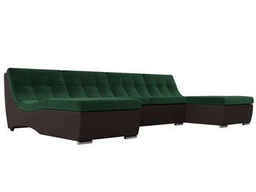 П-образный диван Монреаль, Зеленый\Коричневый (Велюр\Экокожа) в Нижнем Новгороде - предосмотр