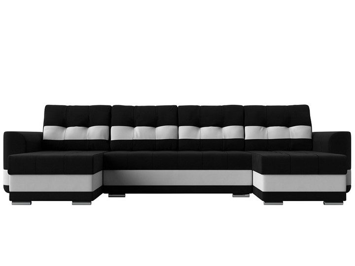 П-образный диван Честер, Черный/белый (вельвет/экокожа) в Нижнем Новгороде - изображение 1