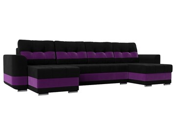 П-образный диван Честер, Черный/фиолетовый (вельвет) в Нижнем Новгороде - предосмотр