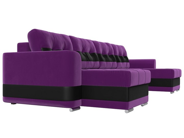 П-образный диван Честер, Фиолетовый/черный (вельвет/экокожа) в Нижнем Новгороде - изображение 2