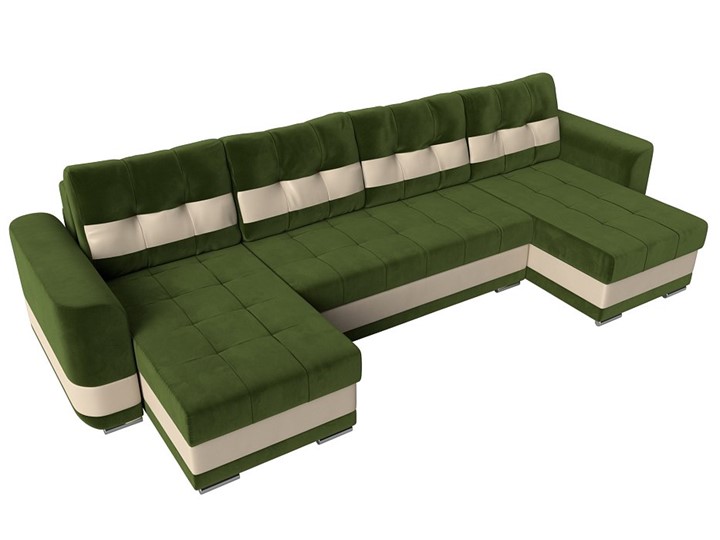 П-образный диван Честер, Зеленый/бежевый (вельвет/экокожа) в Нижнем Новгороде - изображение 4