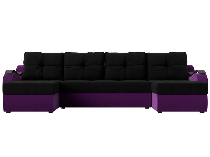 П-образный диван Меркурий П, Черный/фиолетовый (вельвет) в Нижнем Новгороде - изображение 1