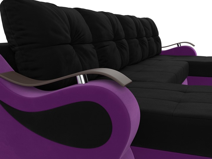 П-образный диван Меркурий П, Черный/фиолетовый (вельвет) в Нижнем Новгороде - изображение 3