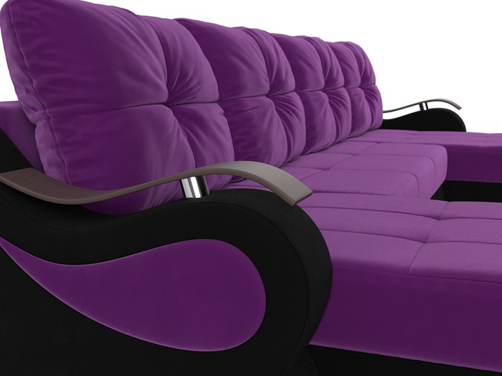 П-образный диван Меркурий П, Фиолетовый/черный (вельвет) в Нижнем Новгороде - изображение 3
