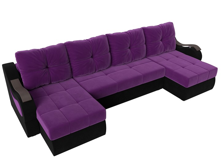 П-образный диван Меркурий П, Фиолетовый/черный (вельвет) в Нижнем Новгороде - изображение 4