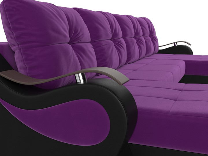 П-образный диван Меркурий П, Фиолетовый/черный (вельвет/экокожа) в Нижнем Новгороде - изображение 3