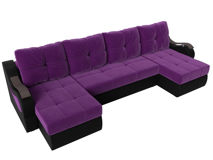 П-образный диван Меркурий П, Фиолетовый/черный (вельвет/экокожа) в Нижнем Новгороде - изображение 4