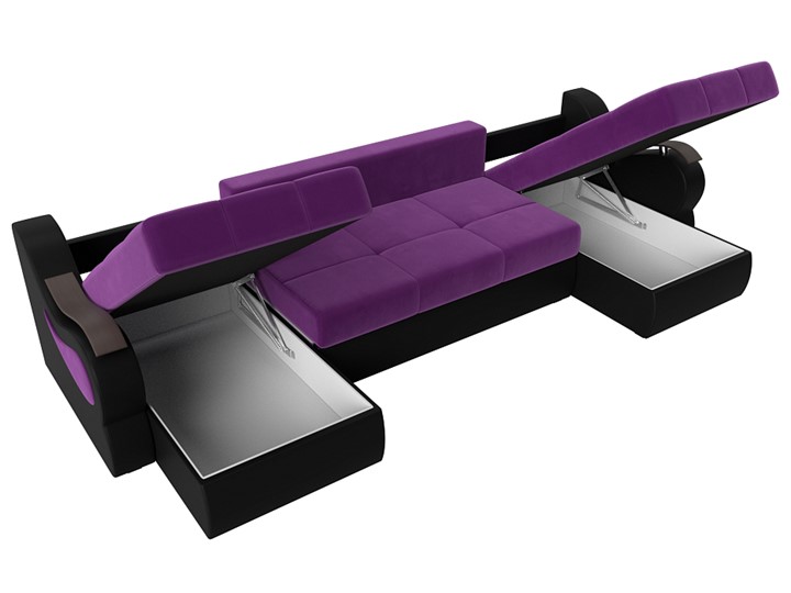 П-образный диван Меркурий П, Фиолетовый/черный (вельвет/экокожа) в Нижнем Новгороде - изображение 6